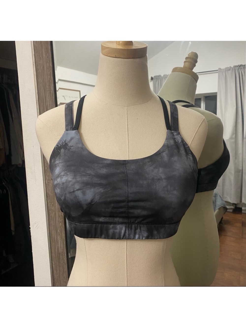 Champion Black Tie-Dye Double Strap Sports Bra